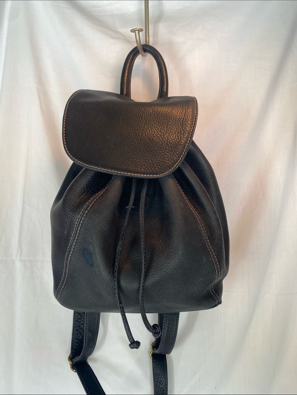 Vintage Coach 4911 Black Pebbled Leather Drawstring Backpack